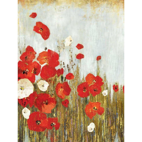 Poppies in the Wind White Modern Wood Framed Art Print by Jensen, Asia