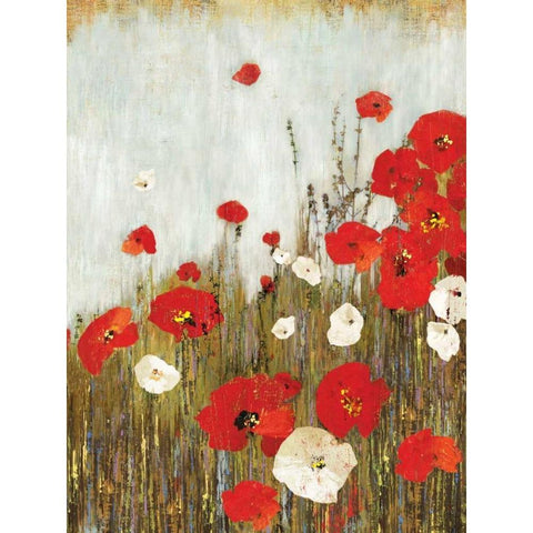 Scarlet Poppies Black Modern Wood Framed Art Print by Jensen, Asia