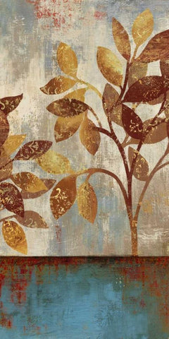 Bronze Leaves I White Modern Wood Framed Art Print with Double Matting by Jensen, Asia