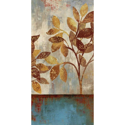 Bronze Leaves I Black Modern Wood Framed Art Print with Double Matting by Jensen, Asia