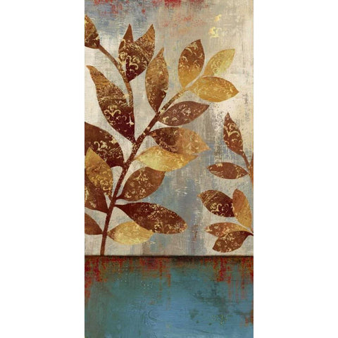 Bronze leaves II Gold Ornate Wood Framed Art Print with Double Matting by Jensen, Asia