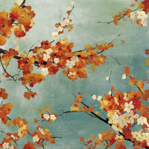 Orange Blossoms II White Modern Wood Framed Art Print with Double Matting by Jensen, Asia
