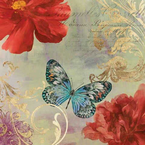 Cottage Red Black Ornate Wood Framed Art Print with Double Matting by Jensen, Asia