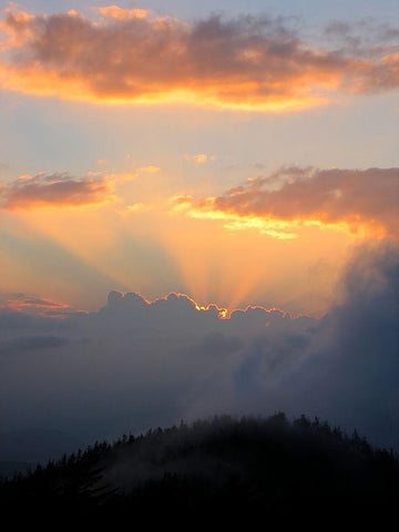 Smoky Mountain Sunset White Modern Wood Framed Art Print with Double Matting by West, James