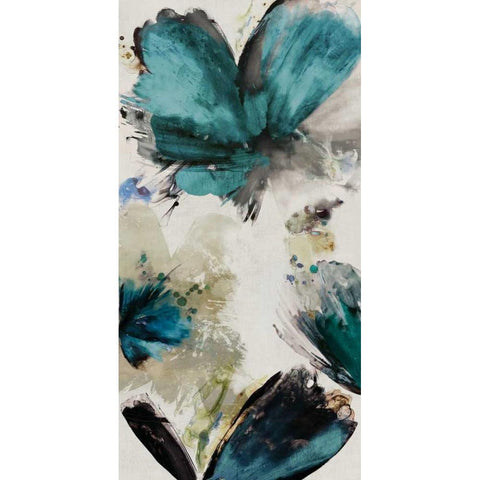 Blue Ribbon Blooms I Black Modern Wood Framed Art Print with Double Matting by Jensen, Asia