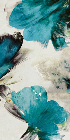 Blue Ribbon Blooms II White Modern Wood Framed Art Print with Double Matting by Jensen, Asia