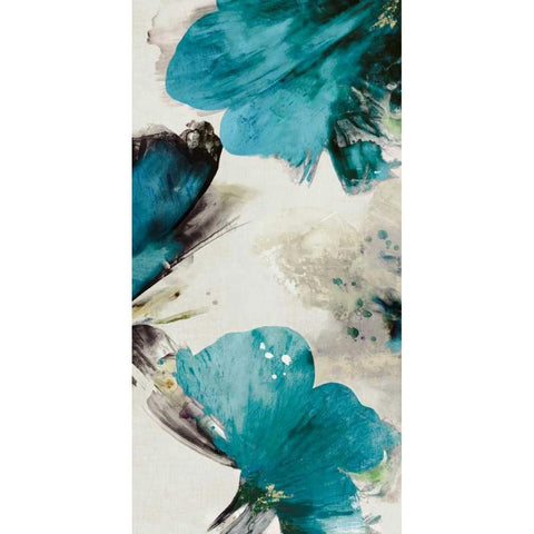 Blue Ribbon Blooms II Black Modern Wood Framed Art Print by Jensen, Asia