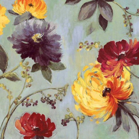 Field Flowers I - Mini Gold Ornate Wood Framed Art Print with Double Matting by Jensen, Asia