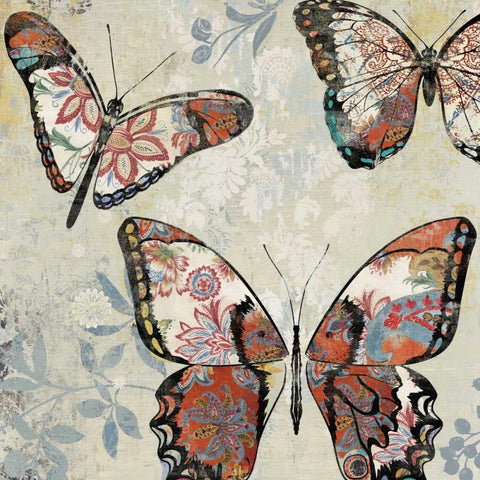 Patterned Butterflies I Gold Ornate Wood Framed Art Print with Double Matting by Jensen, Asia