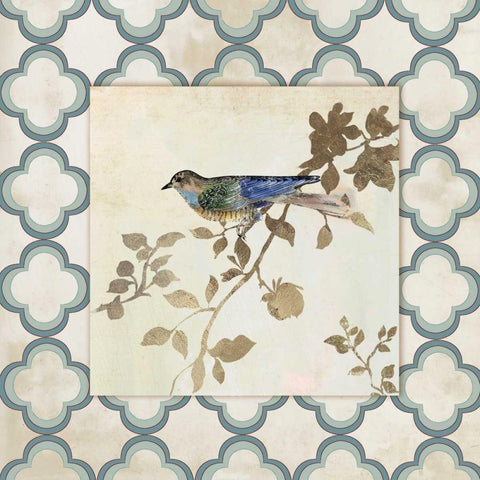 Audubon Tile III - Mini Gold Ornate Wood Framed Art Print with Double Matting by Jensen, Asia