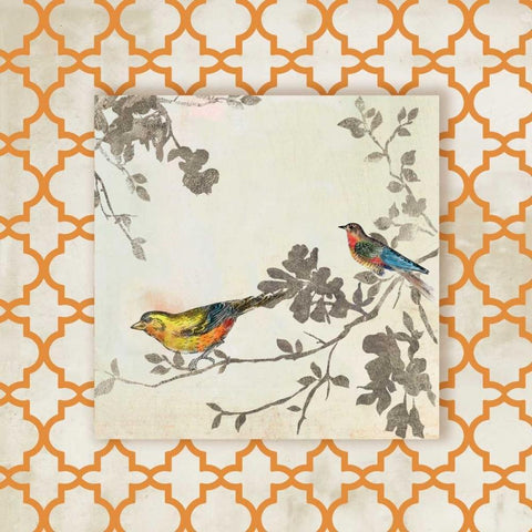 Audubon Tile IV - Mini Gold Ornate Wood Framed Art Print with Double Matting by Jensen, Asia
