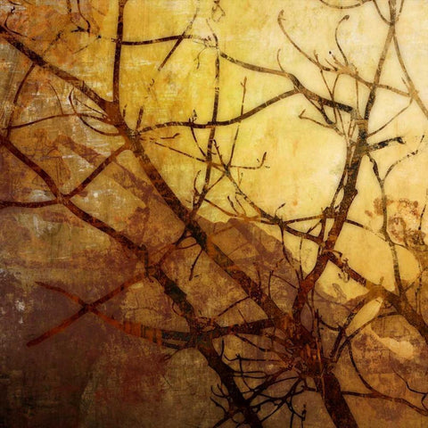 Ombre Branches I Gold Ornate Wood Framed Art Print with Double Matting by McMasters, James
