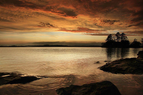 Sunset on Sparrow Lake Muskoka Black Ornate Wood Framed Art Print with Double Matting by Vitale, Joseph