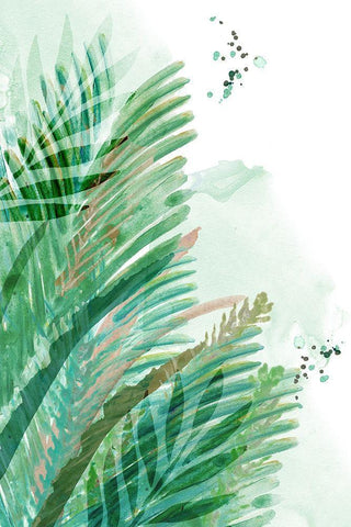 Lush Palm II  White Modern Wood Framed Art Print with Double Matting by Kouta, Flora