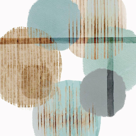 Teal Harmony II Black Modern Wood Framed Art Print with Double Matting by Kouta, Flora