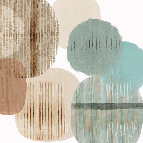 Teal Harmony III  White Modern Wood Framed Art Print with Double Matting by Kouta, Flora