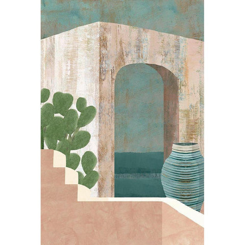 Sunbaked Archway III White Modern Wood Framed Art Print by Kouta, Flora