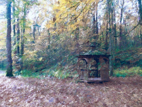 Woodland Gazebo White Modern Wood Framed Art Print with Double Matting by Curinga, Kim
