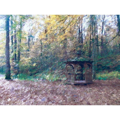 Woodland Gazebo Black Modern Wood Framed Art Print by Curinga, Kim