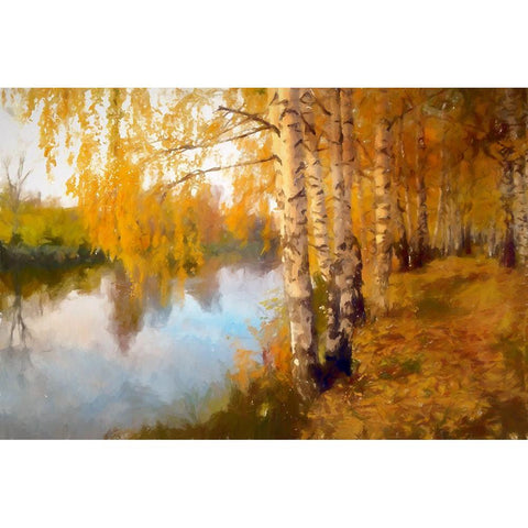 Autumn Birch Gold Ornate Wood Framed Art Print with Double Matting by Curinga, Kim