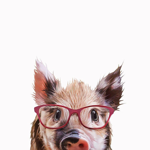 Peekaboo Pig  Gold Ornate Wood Framed Art Print with Double Matting by Curinga, Kim