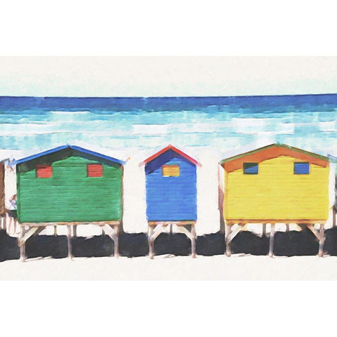 Beach Huts  White Modern Wood Framed Art Print by Curinga, Kim