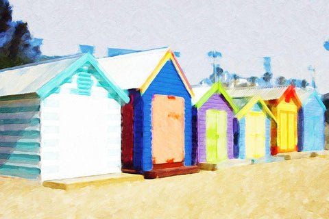Beach Shacks  White Modern Wood Framed Art Print with Double Matting by Curinga, Kim