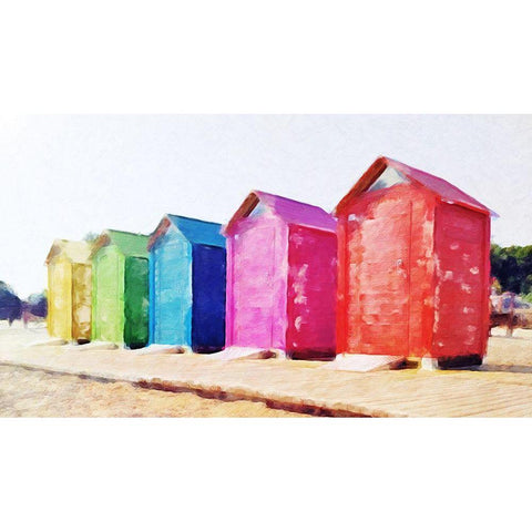 Primary Huts  Black Modern Wood Framed Art Print with Double Matting by Curinga, Kim