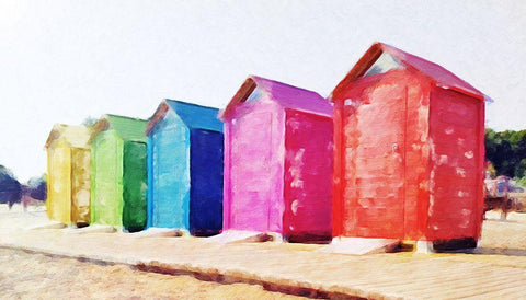 Primary Huts  White Modern Wood Framed Art Print with Double Matting by Curinga, Kim