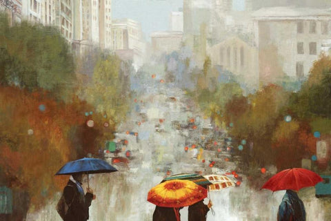 In the Rain White Modern Wood Framed Art Print with Double Matting by K., Ella