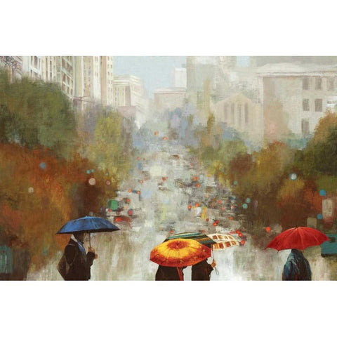 In the Rain Black Modern Wood Framed Art Print by K., Ella