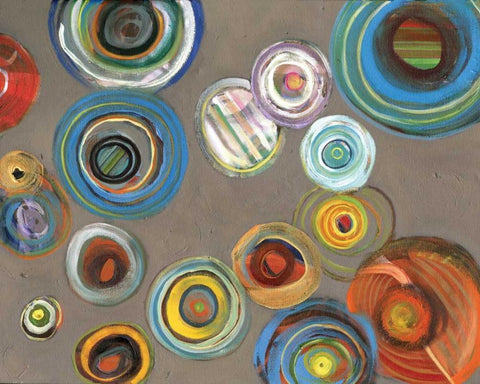 Neutral Circles I Black Ornate Wood Framed Art Print with Double Matting by Kulig, Darlene