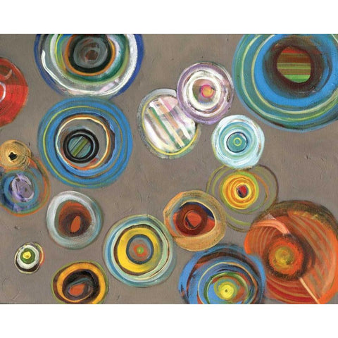 Neutral Circles I Black Modern Wood Framed Art Print with Double Matting by Kulig, Darlene