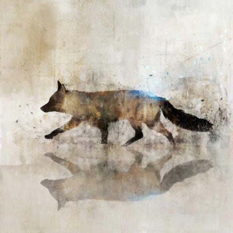 Fox Walk II Black Modern Wood Framed Art Print by Roko, Ken