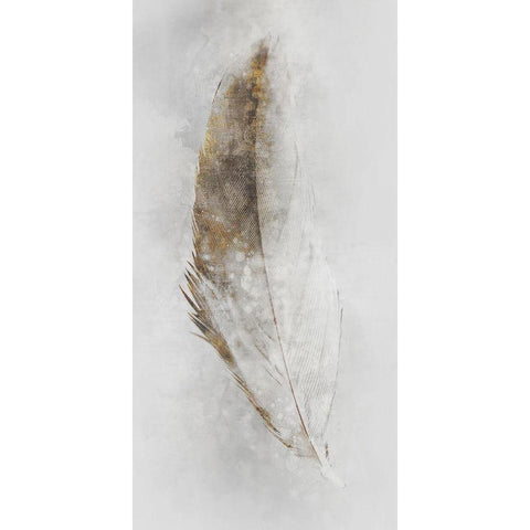 Golden Feather II White Modern Wood Framed Art Print by Roko, Ken