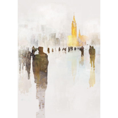 NYC Fog White Modern Wood Framed Art Print by Roko, Ken