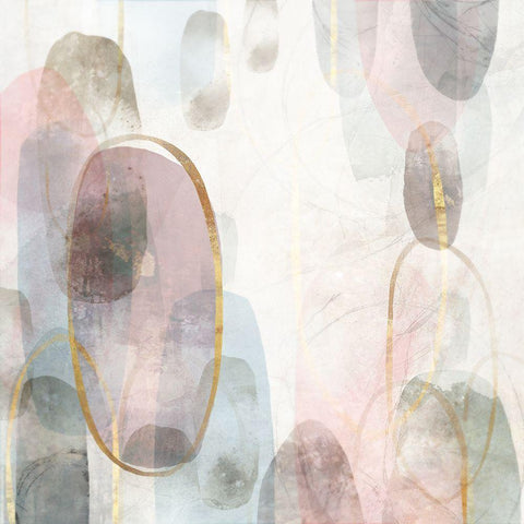 Golden Rings I  White Modern Wood Framed Art Print by Roko, Ken