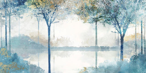 Blue Forest Lookout I  White Modern Wood Framed Art Print with Double Matting by Roko, Ken