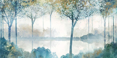 Blue Forest Lookout II   White Modern Wood Framed Art Print with Double Matting by Roko, Ken