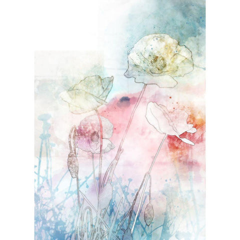 Dancing Poppies Black Modern Wood Framed Art Print with Double Matting by Roko, Ken