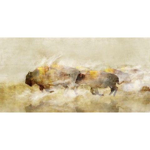 One With The Herd IÂ  White Modern Wood Framed Art Print by Roko, Ken