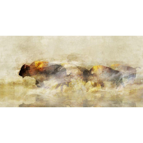 One With The Herd II Black Modern Wood Framed Art Print by Ken Roko