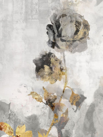Black Roses I White Modern Wood Framed Art Print with Double Matting by Roko, Ken