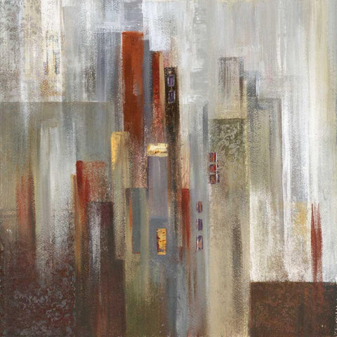 City Horizon  Black Modern Wood Framed Art Print with Double Matting by Mravyan, Valeria
