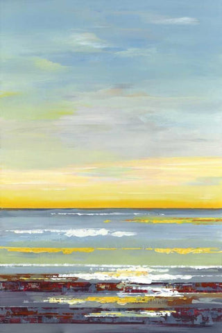 Gold Horizon White Modern Wood Framed Art Print with Double Matting by Lera
