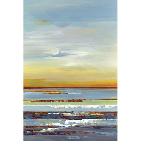 Amber Horizon White Modern Wood Framed Art Print by Lera