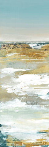 Blue Horizon II White Modern Wood Framed Art Print with Double Matting by Lera