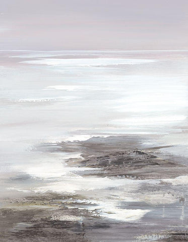 Neutral Seascape II White Modern Wood Framed Art Print with Double Matting by Lera
