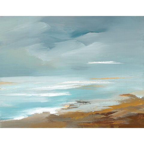 Seaside Coast Gold Ornate Wood Framed Art Print with Double Matting by Lera