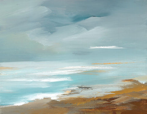 Seaside Coast White Modern Wood Framed Art Print with Double Matting by Lera
